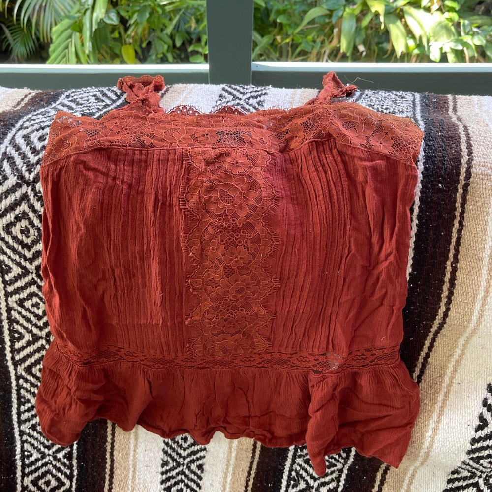 Rust lace cami top